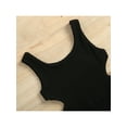 thumbnail image 5 of hirigin Toddler Kids Girls Sleeveless Rompers Solid Color Knitted Ribbed Waist Cutout Jumpsuits Summer One-Piece Clothes with Waist Bag, 5 of 9