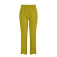 thumbnail image 4 of Mrat Linen Capris for Women Casual Capris Pants Solid Cropped Comfy Baggy Trousers with Pockets Loose Pants S-19 Yellow XL, 4 of 4