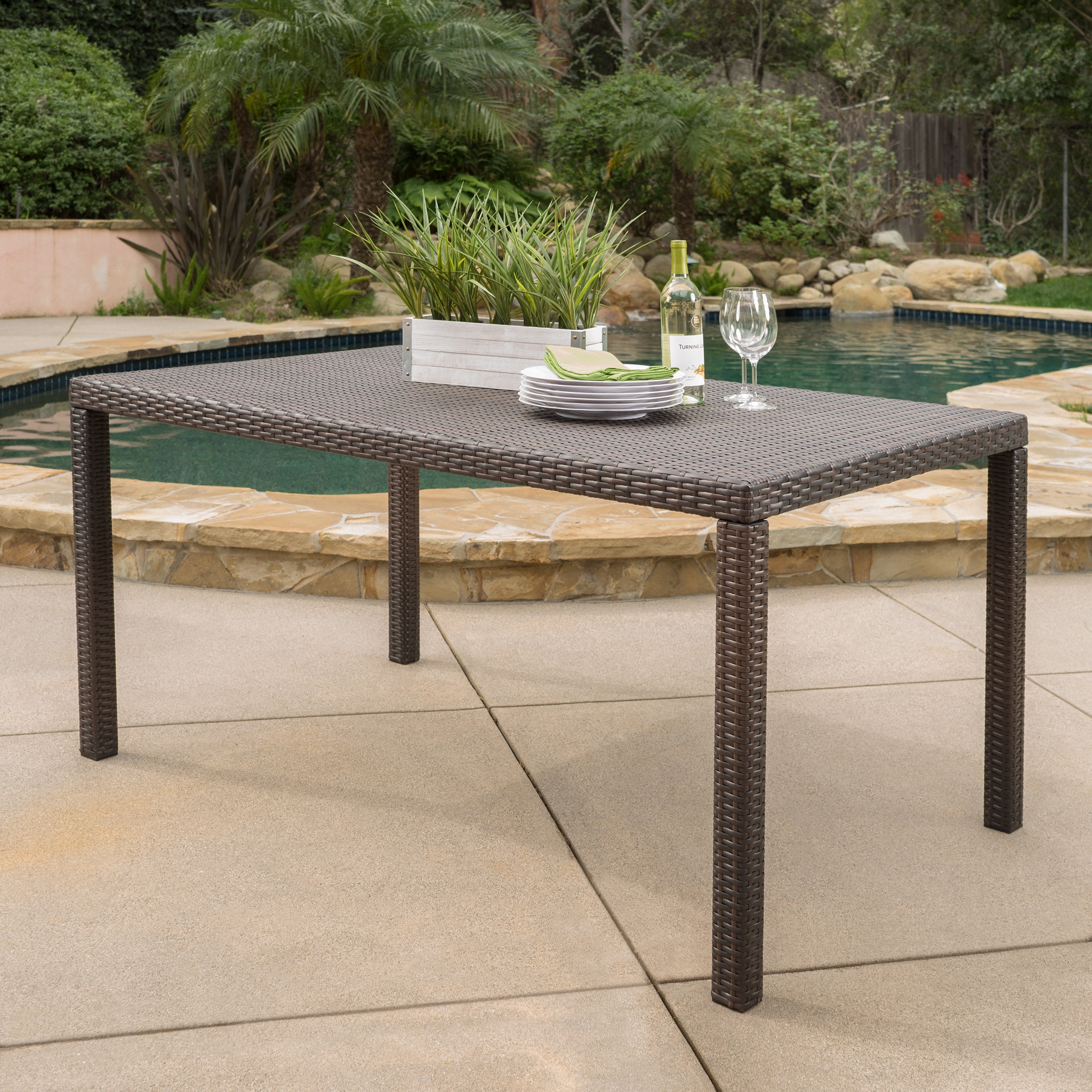 Fiesta Outdoor Wicker Rectangular Dining Table Only Fiesta Outdoor Wicker Rectangular Dining Table Only Multibrown Com