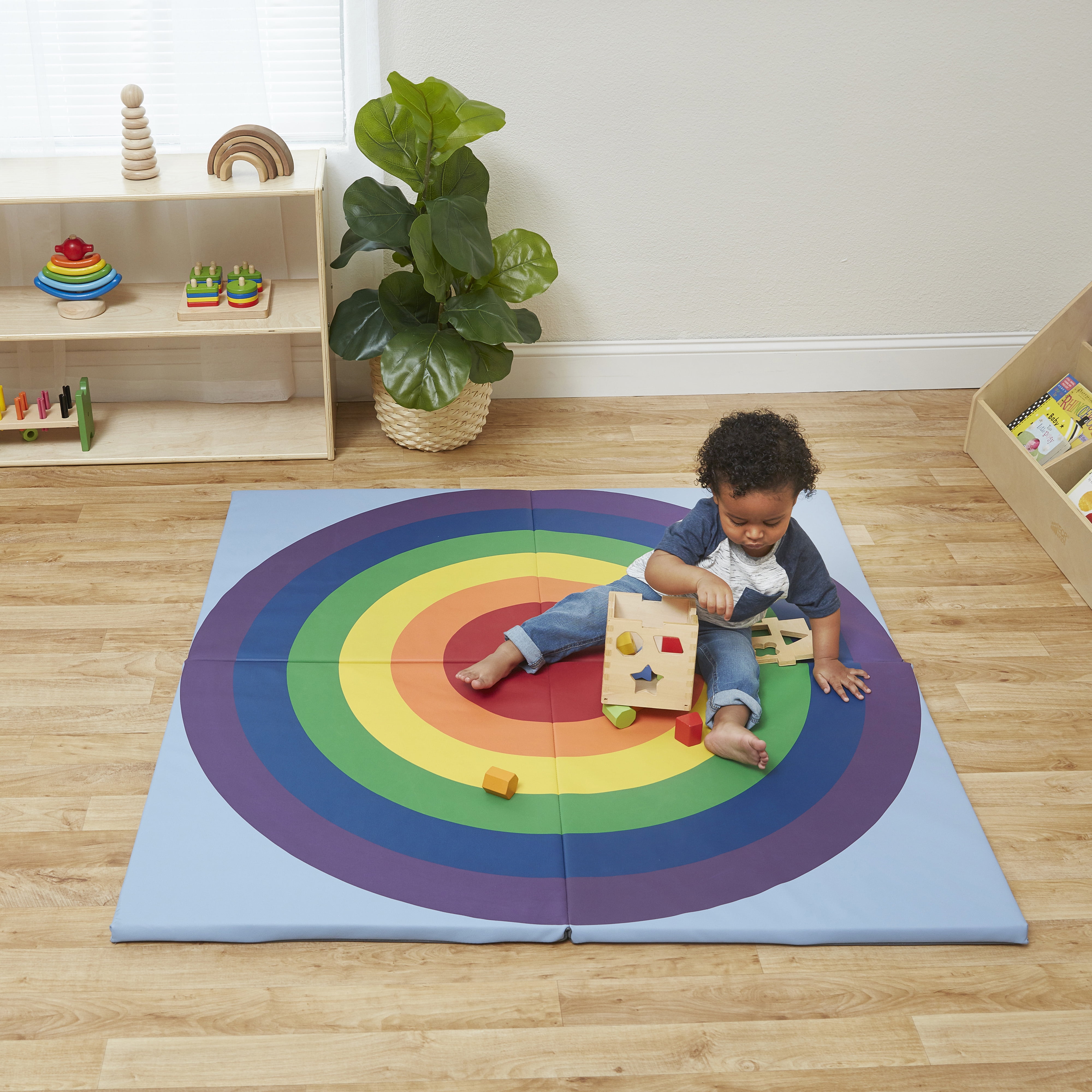 ECR4Kids SoftZone Rainbow Activity Mat, Rainbow