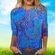 thumbnail image 1 of ICHUANYI Clearance Fashion Woman Round Neck 3/4Sleeve T-Shirt Printing Blouse Tops Sweatshirt(Dark Blue, XXL) ICHUANYI WER2023080913058, 1 of 4
