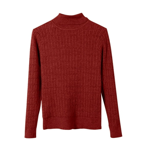 ManxiVoo Women's Ribbed Turtleneck Sweater 2025 Fall Soft Knit Stretch Comfort Slim Fit Warm Layer Long Sleeve M Size Wine