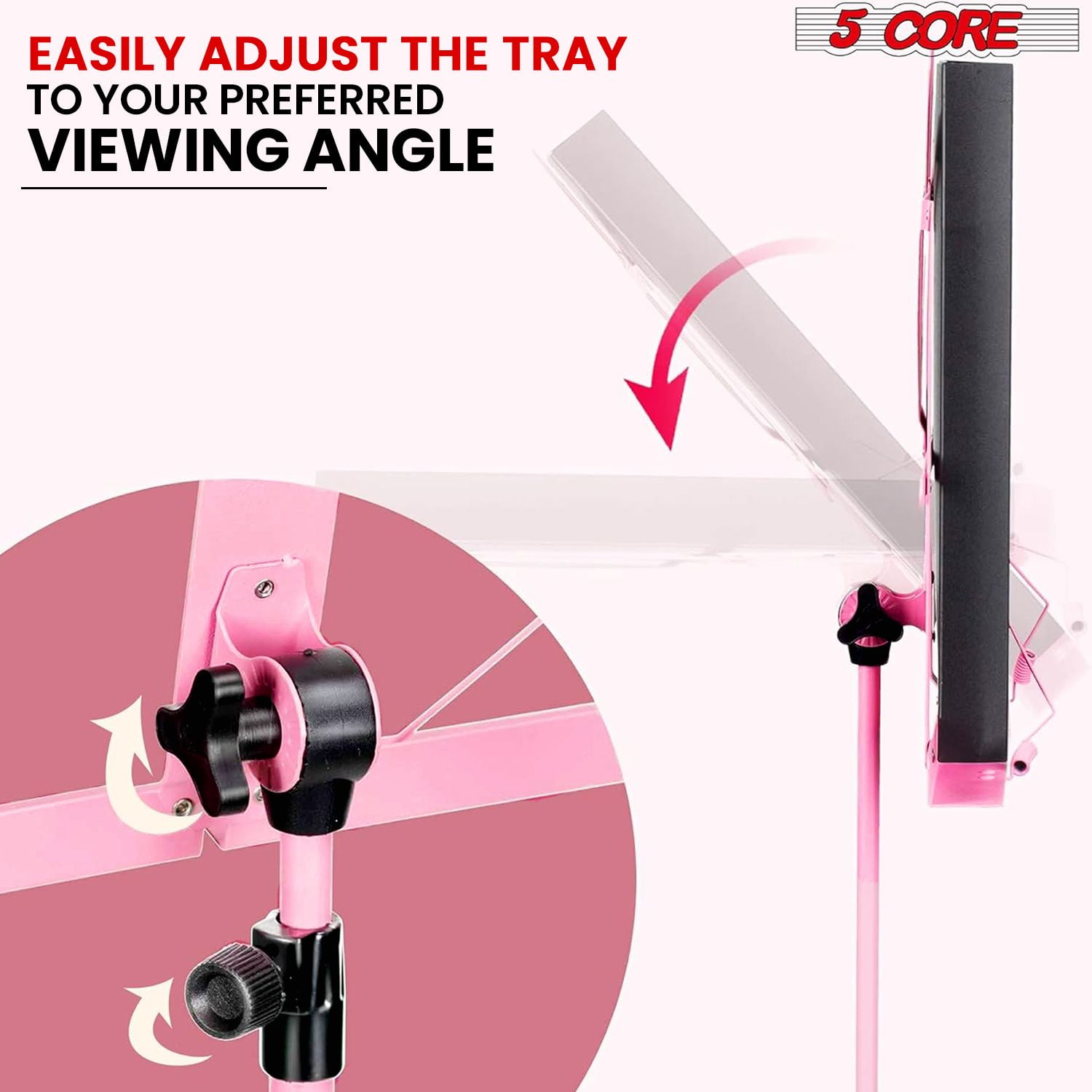 5Core Music Stand For Sheet Music Portable Tripod Adjustable Folding Note Holder