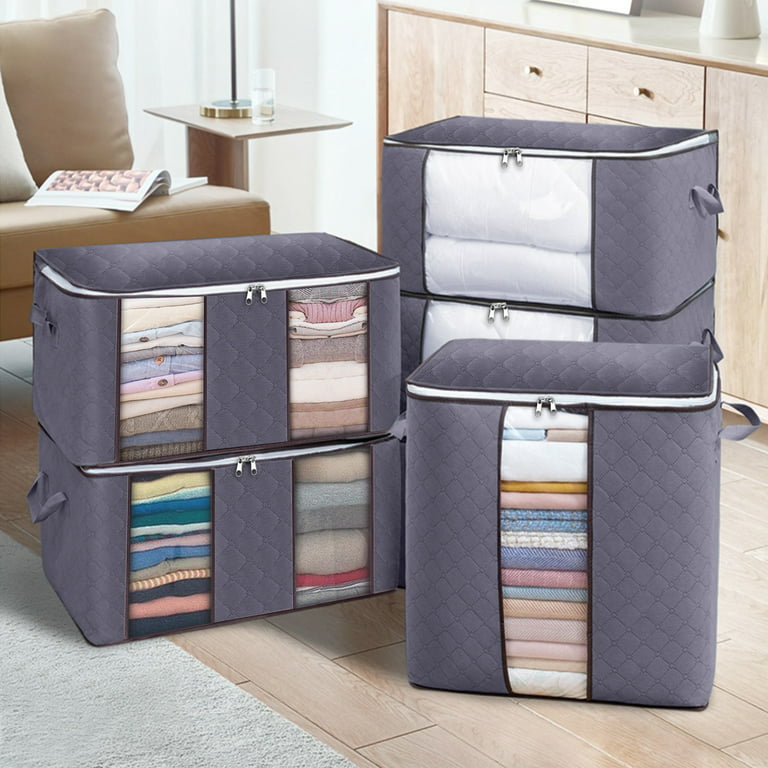 3 Pack Clothes Storage Bags , Large Capacity Blanket Storage