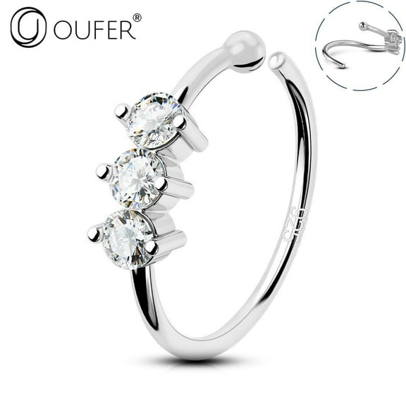 20G 8mm Bendable Hoop Ring 925 Sterling Silver Cubic Zircon Helix Snug Tragus Piercing Jewelry