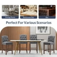 thumbnail image 5 of BELLEZE Counter Height Bar Stools for Kitchen Island Set of 2, Modern Counter Stools Button Tufted Upholstered  Barstools Island Chairs Farmhouse High Back Dining Room Chairs - Calila (Gray), 5 of 7