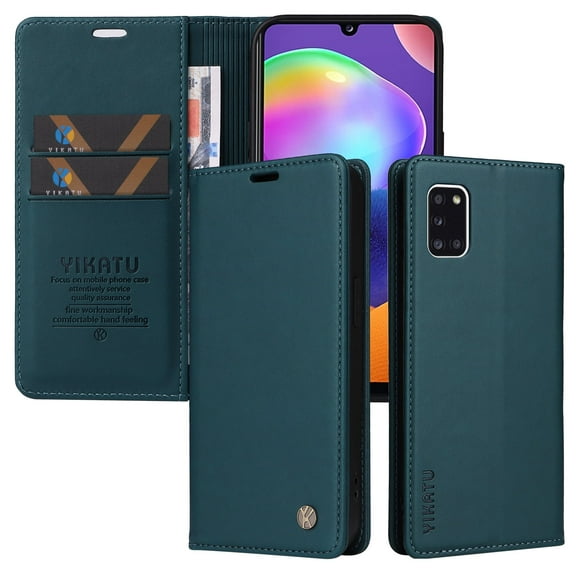 Wallet Case for Samsung Galaxy A31 Dual SIM, Kickstand and 2 Card Slots, Shockproof and Scratch Resistant, Blue