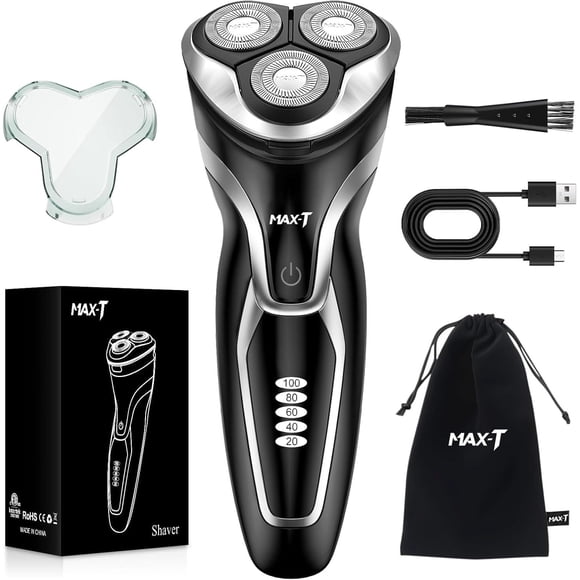 Maquinilla de Afeitar Eléctrica MAX-T Negro Recargable en Seco y Húmedo para Hombre