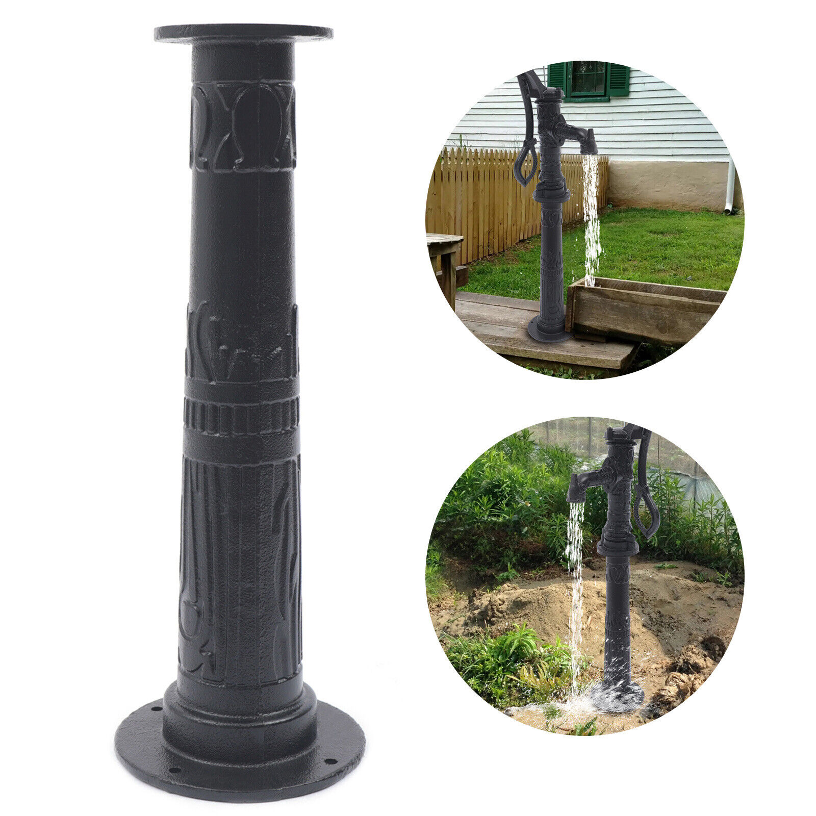27.17" Cast Iron Pitcher Pump Base Manual Water Pump Stand for Outdoor