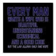 thumbnail image 1 of DistinctInk Custom Bumper Sticker - 6" x 6" Decorative Decal - Black Background - Every Man Wants Wife Who is Beautiful, 1 of 2