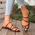 thumbnail image 4 of Fankiway Women's Pointed Toe Flat Sandals Multiple Straps Non-Slip Comfortable Open Toe Beach Slippers Summer Black 7, 4 of 9