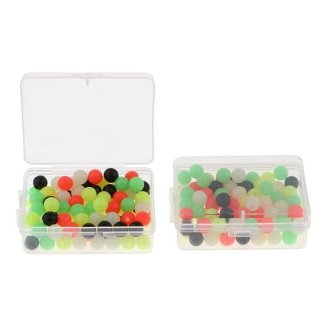 200 Pieces 6mm / 8mm Hard Round Fishing Tackle Beads with Box Mixed Colors - 8mm