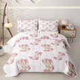 thumbnail image 2 of Erosebridal Cute Bow Cowgirl Boot Bed Spread Queen for Girls, Simple Pink Stripes Queen Coverlet Set, 3-Piece, 2 of 7