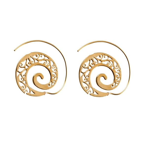 81stgeneration Women's Brass Gold Tone Ethnic Tribal Spiral Filigree Earrings