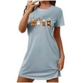 thumbnail image 2 of Sakmal Night dress for Women Halloween Cute Sleepshirt Blue Short Sleeve Nightgowns for Women, 2 of 5