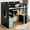 Black+Blue, variant on AUU Twin Size Wooden Gaming Loft Bed with U-Shaped Desk, Smart RGB Lights & USB Ports – Multi-Functional High Sleeper with 3 Drawers & Shelves for Teens & Adults, Space-Saving Workstation