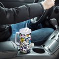 thumbnail image 4 of Yayeee 40oz Stainless Steel Tumbler with Straw and Handle Double-Wall Insulated Travel Water Bottle, White Doodle Pattern, 4 of 8