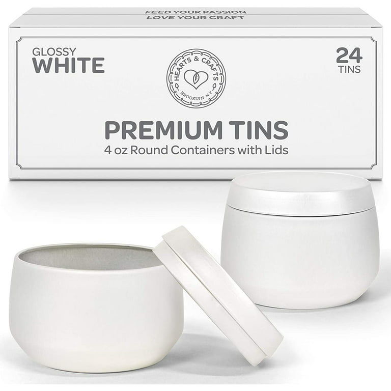 Premium Matte White Candle tins 8 oz (24-Pack)