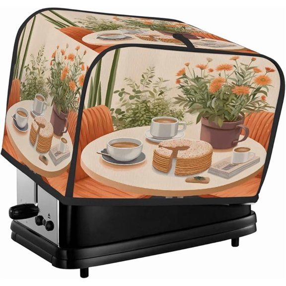 Toaster Cover 2 Slice, Coffee Flower Cake Waterproof Small Appliance Cover, Dust-Proof Kitchen Accessories