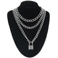thumbnail image 1 of Grunge Lock Chain Necklace With A Padlock Pendants For Women, 1 of 27