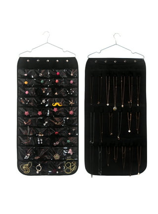 Wrapables 28 Zippered Pockets Hanging Jewelry Organizer with 21 Holding Loops Black