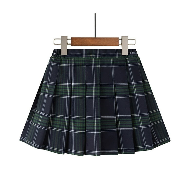 Girls Dresses Summer Plaid Pleated Skirt for Kids Teen Girls