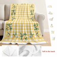 thumbnail image 5 of Yellow Lemons Blanket Soft Cozy Warm Throw Blanket for Couch, Plush Fuzzy Flannel Fleece Blankets for Sofa, Floral Wreath Leaves Buffalo Plaid Bed Blankets Lightweight Gifts for Women, 50"x80", 5 of 9