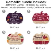 Big Dot of Happiness Friends Thanksgiving Feast - 4 Friendsgiving Party Games - 10 Cards Each - Gamerific Bundle