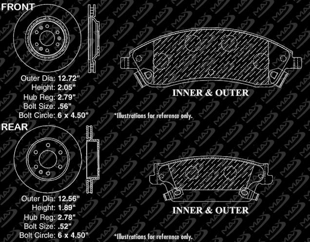 2004 2005 2006 2007 Cadillac SRX Max Performance Ceramic Brake Pads F+R