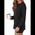 thumbnail image 2 of Tops de Larga para Mujer, Holgados, Bonitos, Gruesos, para Otoño e Invierno, Ropa de Crucero A Negro XL, 2 of 8