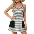 thumbnail image 5 of Dvprdro Womens Summer Striped Contrast Spaghetti Strap Pockets Loose A Line Mini Dress Casual Beach, 5 of 7