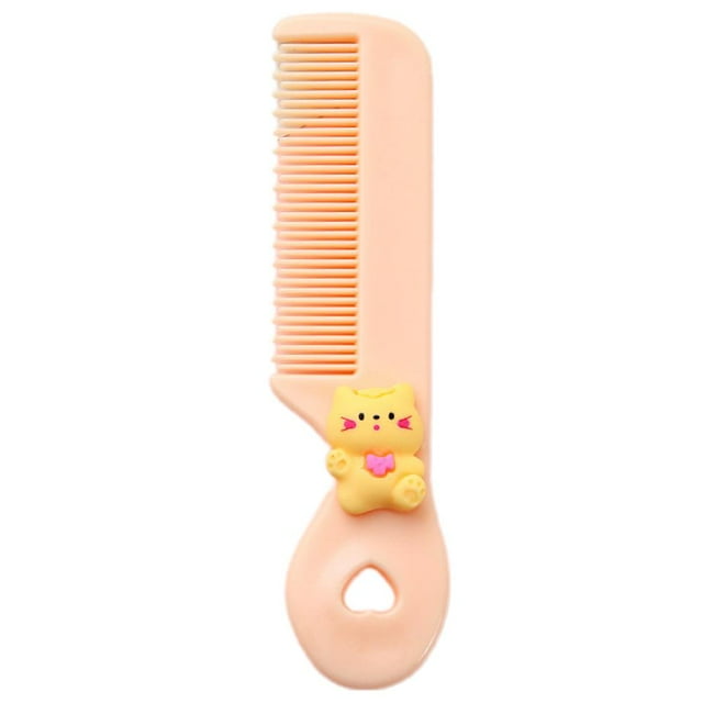 Cute Kids Hair Comb, Pink, Plastic, 4.5 Inch, Detangling Brush with Decorat