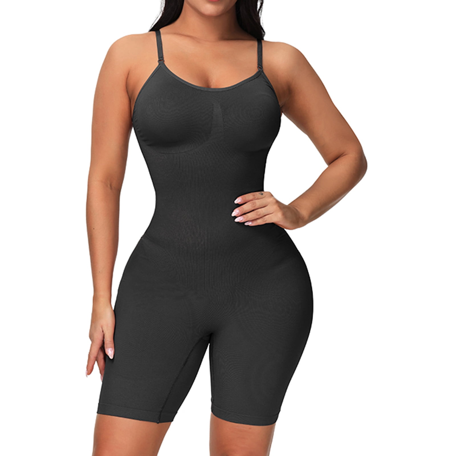 Cathalem Women's Bodysuit Shapewear One Piece Square Neck Short Sleeve  Bodysuits,Black XL