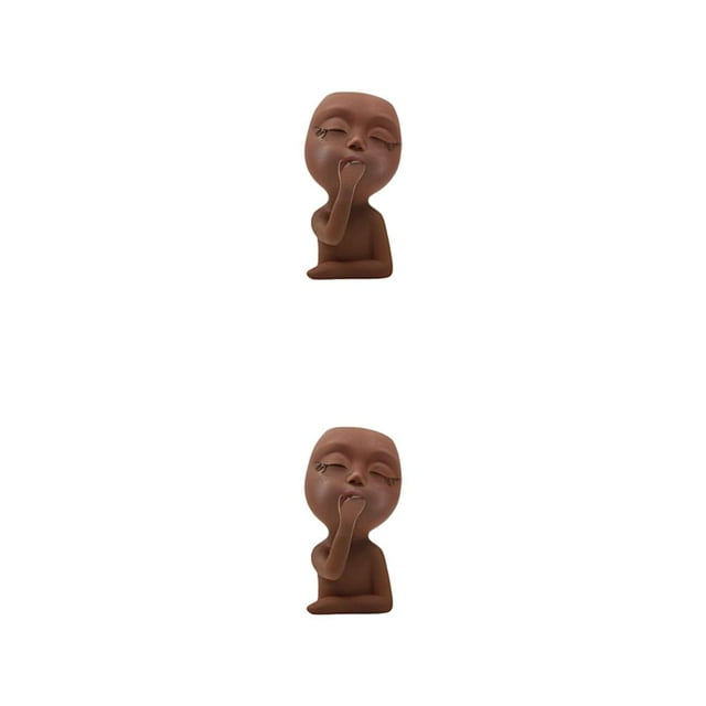 maskred Pot de Fleur Robuste et Durable Unique pour Intérieur et Extérieur Pot de Résine pour Plantes Succulentes Pot de Fleurs Visage Jardinières Visage Marron 2Set