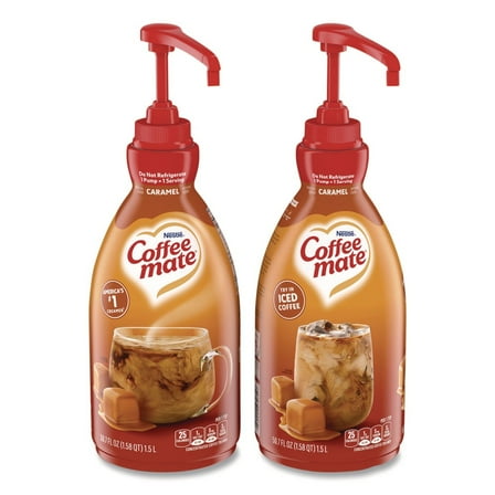 Coffee-Mate 12536266 50.7 oz. Liquid Creamer Pump Bottle - Caramel (2/Carton)