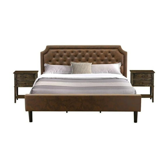 East West Furniture Granbury 3 Pieces Wood King Bedroom Set in Jacobean/Brown