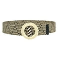thumbnail image 2 of Womens Striped Printed Woven Elastic Summer Belt Skinny With Wood Buckle, 2 of 4