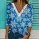 thumbnail image 1 of Pntutb Mujer Navidad Moda Impreso Encaje Manga Larga Blusa Cuello V Casual tops Pntutb Pntutb-7142, 1 of 5