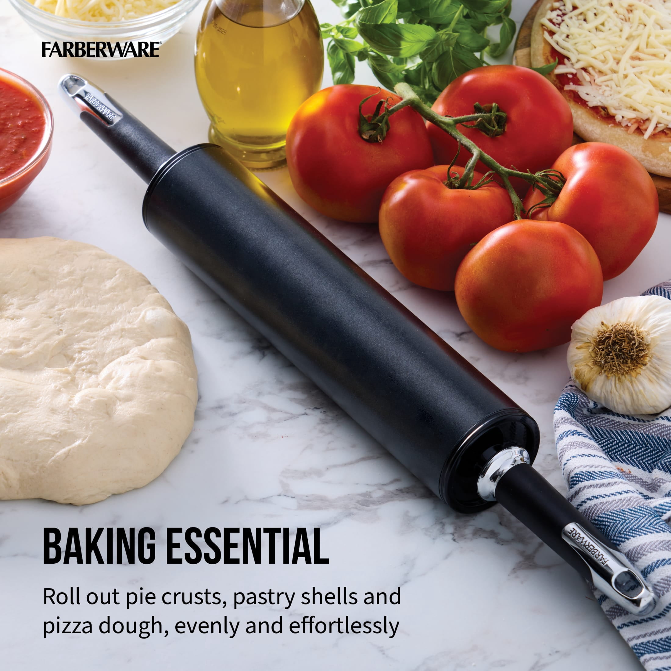 Farberware Professional Non-Stick Steel Rolling Pin, Black