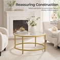 thumbnail image 6 of Alden Design 18"H Modern Round Glass-Top Coffee Table for Living Room, Gold, 6 of 10