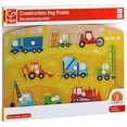 thumbnail image 2 of Hape: Peg Puzzle: Construction - 10pc Wooden Puzzle, Colorful Chunky Vehicle Pieces On Scenic Durable Base, Preschool Play Toy, Toddler & Kids Ages 2+, 2 of 5