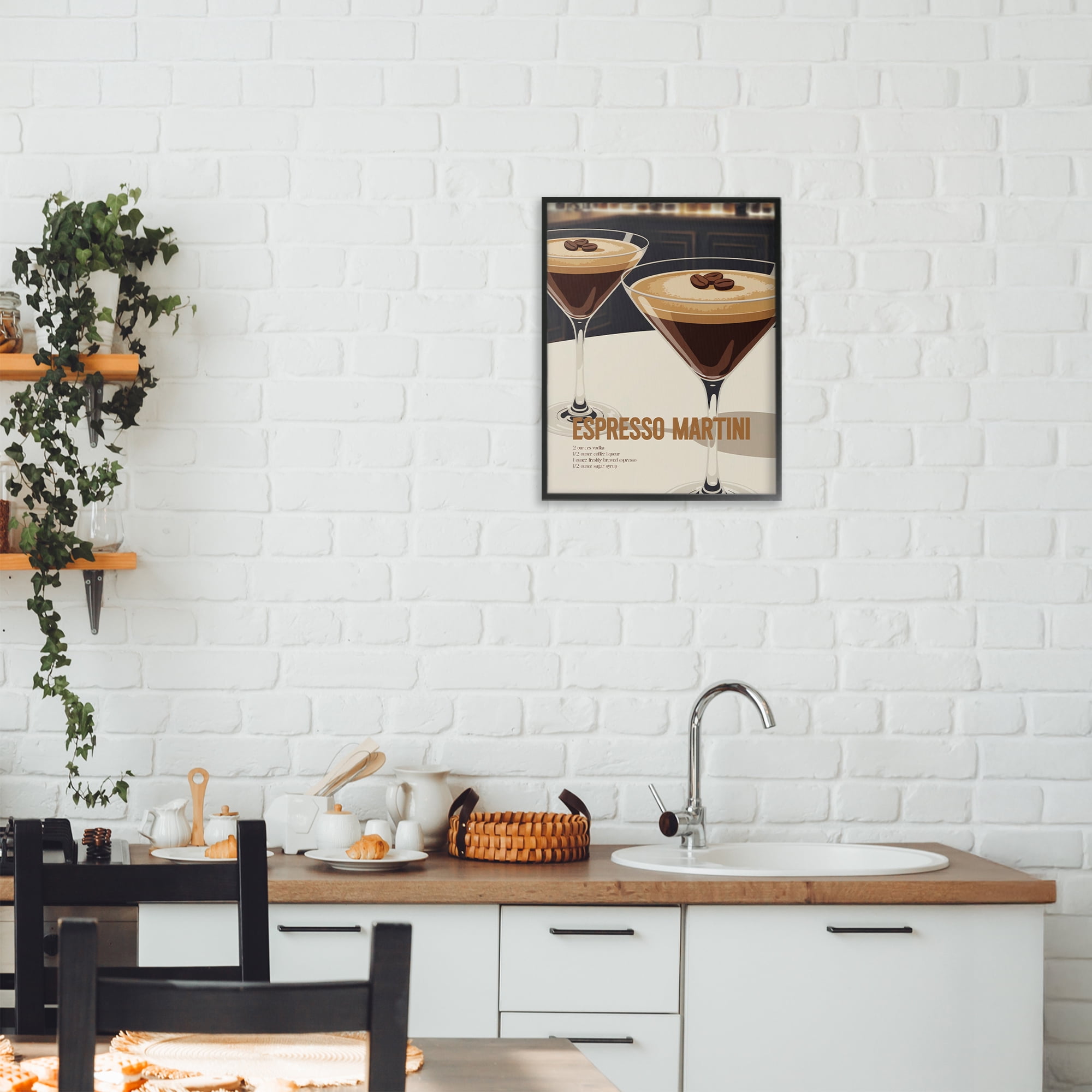 Stupell Industries Sleek Modern Espresso Martini Black Framed Giclee Art, design by Andreas Magnusson