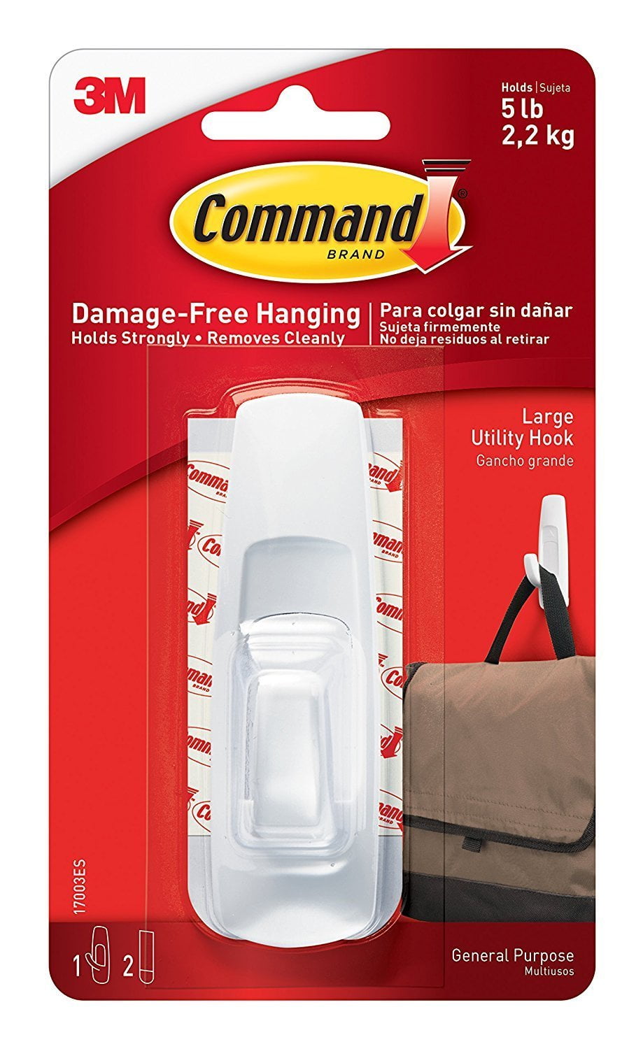 Command Large Utility Hook, White, 2-Hook, 4-Strips