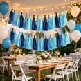 thumbnail image 6 of Dongrere Plastic Tassel Garland Banner, Colorful Fringe Streamer for Birthday Wedding Shower Party Wall Backdrop Decor, Blue, 6 of 6