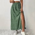 thumbnail image 2 of Lenago Skirts for Women Casual Summer Side Slit Print Elastic Waist Skirt Mid Cool Dress, 2 of 7