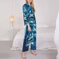 thumbnail image 3 of Lsque Abstract Blue Skull Pattern Long Sleeve Pajama Set for Women - Soft 2-Piece Sleepwear and Loungewear Set with Pockets, Comfy Nightwear-X-Large, 3 of 7
