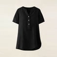 thumbnail image 5 of HOMBOM Tops for Women Lapel Summer V Neck Black Solid Dressy Casual Short Sleeve Womens Blouse Button down, 5 of 9