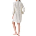 thumbnail image 3 of INSPIRE CHIC Womens Nightgown Striped Button Down Long Sleeve Pajama Dress V-Neck Nortch Collar Nightshirt with Pocket S Light Blue Stripe, 3 of 5