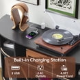 thumbnail image 5 of Wirrytor Large Record Player Stand with Charging Station & USB Ports, Vinyl Record Player Shelf, Curved Turntable Table Open Shelf, Sideboard Buffet Cabinet (Black), 5 of 8