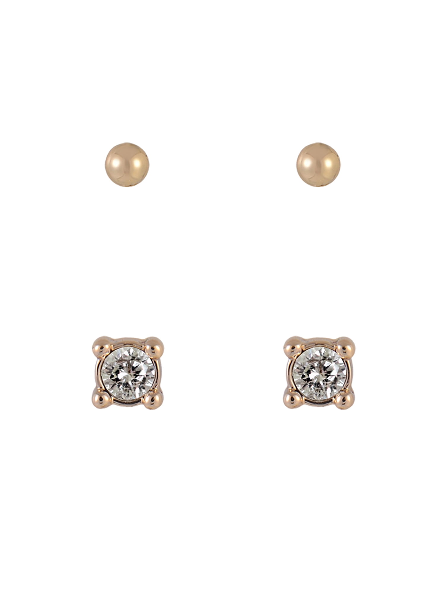 Time and Tru Goldtone 5pc Crystal Studs Hoop Initial "K"Earring Set